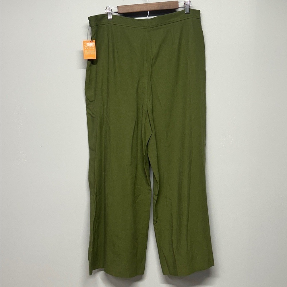 LK Bennett Frances Wide Leg Cropped Pants‎ Olive Green NWT US 12 - Picture 4 of 4